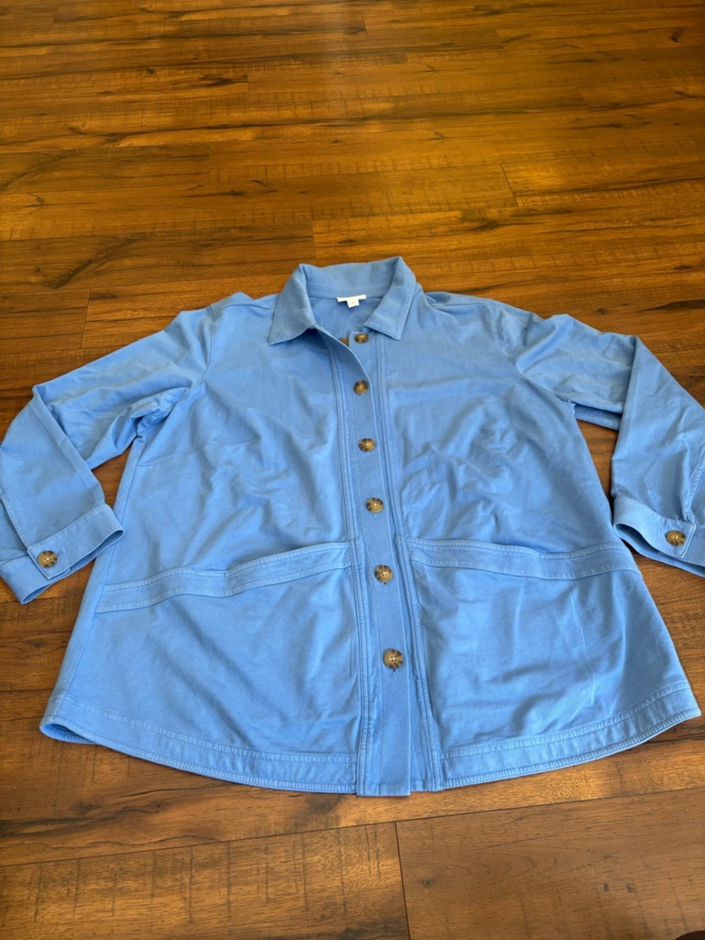 J Jill Modern Barn Chore Jacket Women's XL Blue Button Up Pockets NWT